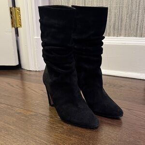 Manolo Blahnik Black Suede Heeled Boots